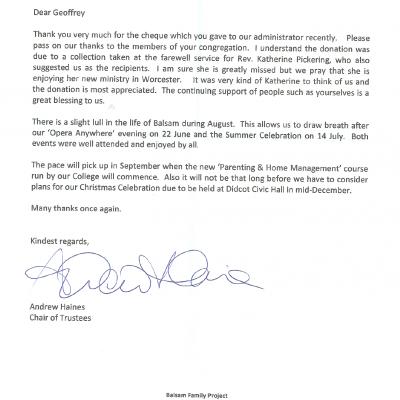 Balsam letter